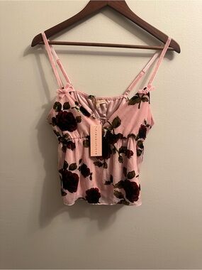 #493 Revolution Pink Floral Spaghetti Strap Cami